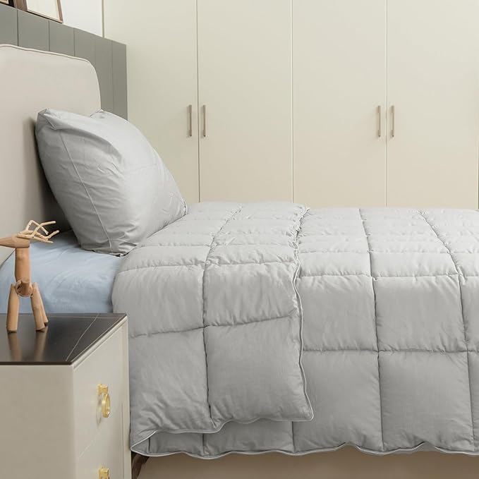 sunflower Comforter Twin Duvet Insert Twin XL Comforter Down Alternative Filling 100% Cotton Shell All Season for Dorm Warm Breathable Noiseless Silver Gray Machine Washable with Corner Taps
