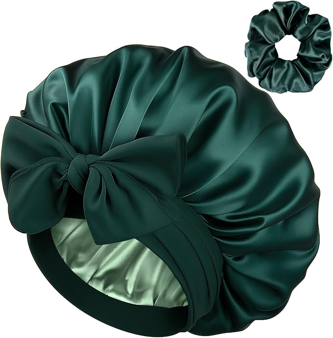 YANIBEST Silk Hair Bonnet for Sleeping, Double Layer Hair Bonnet with Elastic Tie Band for Curly Natural Hair Reduce frizz