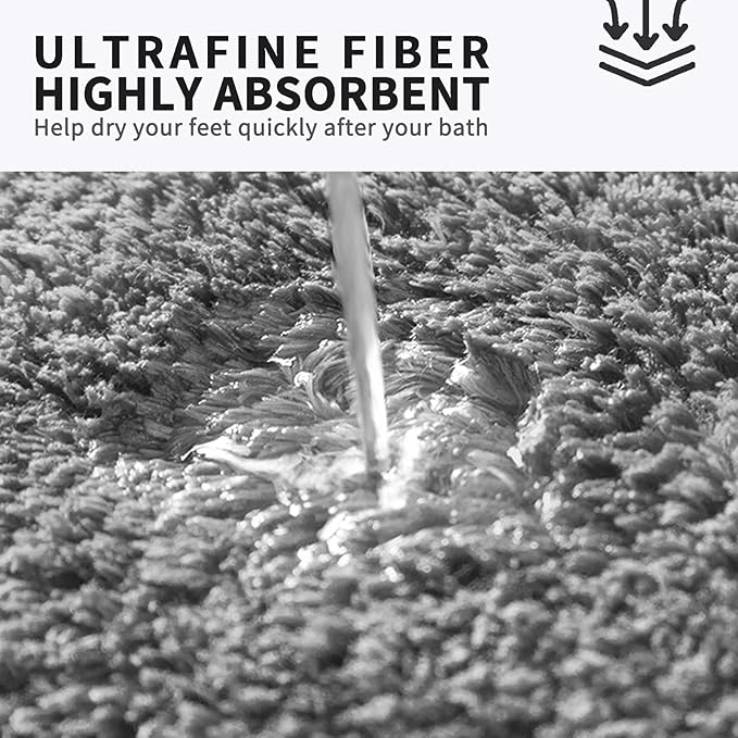 FIFU Bathroom Rugs 20" W x 32" L, Bath Mat for Bathroom, Bedroom, Laundry Room & Kitchen, Non-Slip Rubber Latex Backing, Extra Soft and Absorbent Microfiber Carpet, Machine Washable Rug, Dark Gray