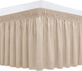 Biscaynebay Wrap Around Bed Skirts for King & Cal King Beds 16" Drop, Sand Adjustable Elastic Dust Ruffles Easy Fit Wrinkle Resistant Silky Luxurious Fabric Machine Washable