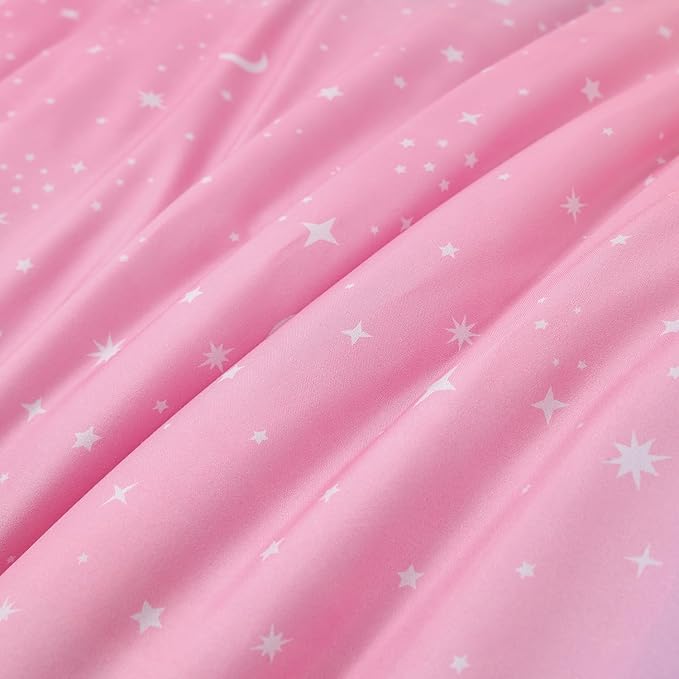 URBONUR 6Pcs Comforter Set for Girls Full Size Colorful Rainbow Bedding Set Galaxy Star Printed Kids Bed Sets for Full Bed, Ultra Soft Comforters with Sheet Set