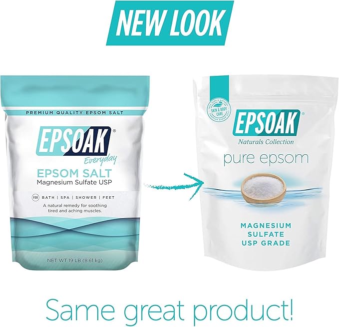 Epsoak Epsom Salt 10 lb. Magnesium Sulfate USP. (Qty. 1 x 10lb. Bags) Resealable Epsom Salt Bulk Bags Unscented, Made in The USA, Cruelty-Free Certified