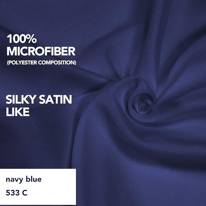 PureFit Wrap Around Ruffled Bed Skirt with Adjustable Elastic Belt - 18 Inch Drop Easy to Put On, Wrinkle Free Bedskirt Dust Ruffles, Bed Frame Cover for Queen, King and C-King Size Beds, Navy