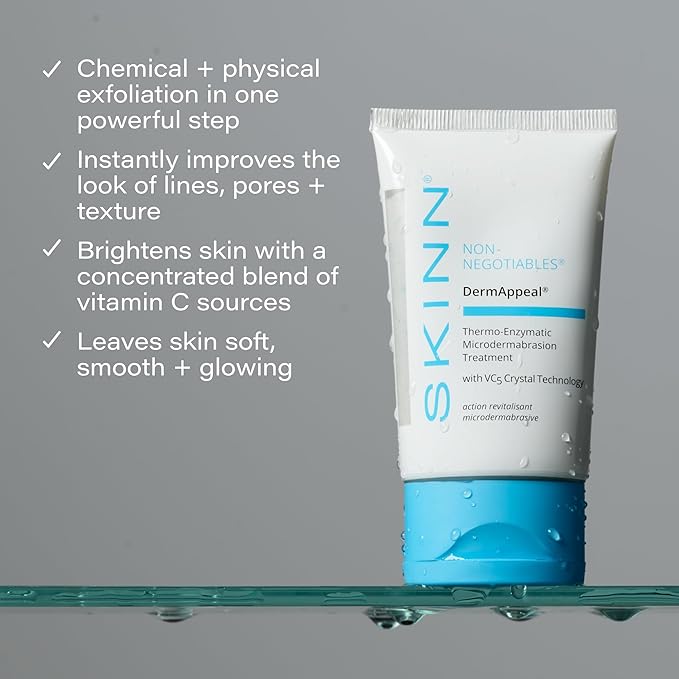 SKINN DermAppeal Microdermabrasion Face Scrub - Professional-Level Exfoliating Facial Scrub with Headband for Mess-Free Application - Daily Skin Care for Wrinkles & Fine Lines & Smooth, Glowing Skin