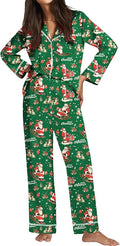 Ekouaer Satin Pajama Set for Women Silky Sleepwear Long Sleeve Top and Pants Button Down Pjs Lounge Set