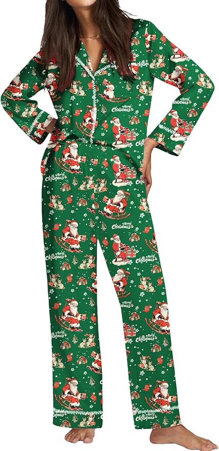 Ekouaer Satin Pajama Set for Women Silky Sleepwear Long Sleeve Top and Pants Button Down Pjs Lounge Set