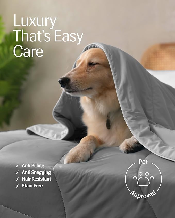 REST® Evercool® Cooling Comforter, King/Cali King, Blanket for Hot Sleepers, All Season Bedding for Night Sweats, Breathable Lightweight Duvet, 106x90 Inches, Cool Gray