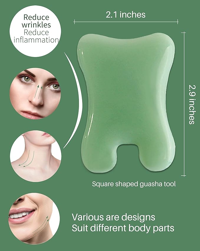 MoHern Gua Sha Massage Tools, 4 Pcs Gua Sha Tools of Multi-Shapes, Guasha Scraping Massage Tools for Face and Body (Light Green)