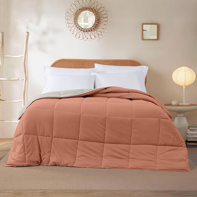 Modern Threads Down Alternative Reversible Comforter Orange Rust/Beige Queen