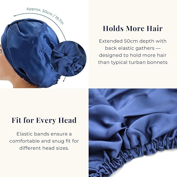 100% Mulberry Silk Bonnet, Double-Layered Hair Bonnet for Sleeping Women, Pure Silk Turban, Night Sleep Hair Wrap