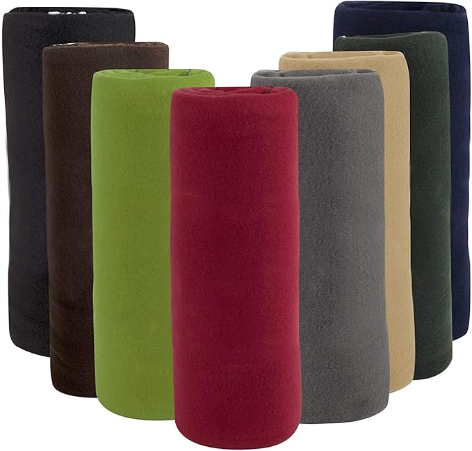 (24 Pack) Bulk Fleece Fall Throw Blankets 50x60 for Wedding Favors, Homeless Women, Men, Homes, Bed, Sofa, Couch, Office, Pet Blankets, Travel | Soft Warm Lightweight Throw Blankets in Bulk (8 Color)