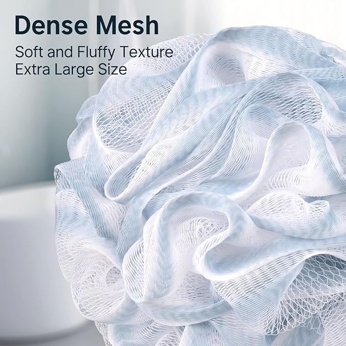 AmazerBath Loofah Sponge, Shower Loofah 60g/PCS - Body Scrubber Loofa Set of 3 Tranquil Tints Trio, Bath Sponge for Men and Women