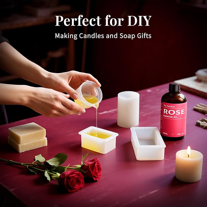 SU JUABA Rose Essential Oil 4 Fl Oz, 100% Pure Rose Oil for Face, Skin, Hair, Diffuser, Aromatherapy -118ml