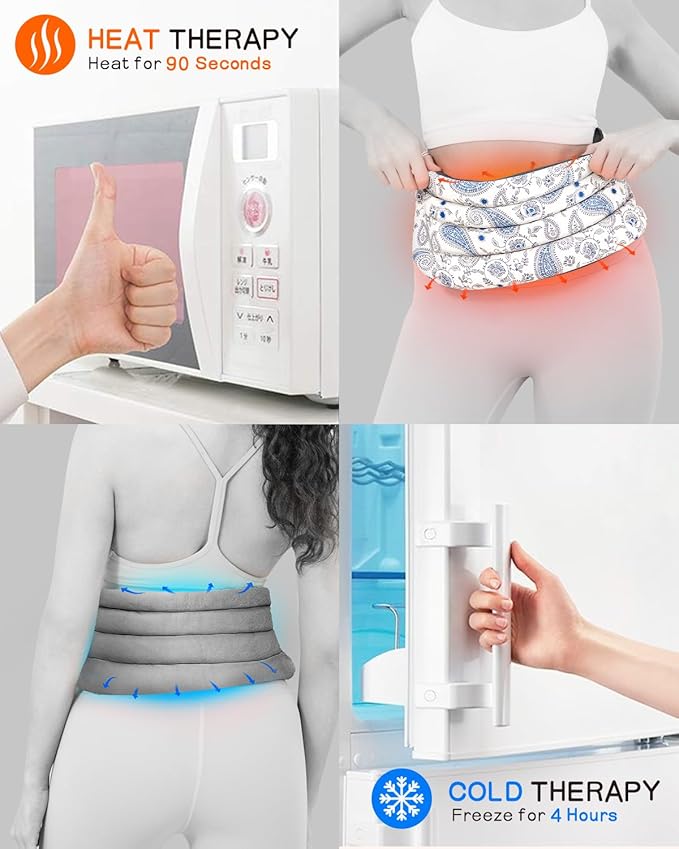 Heating Pad for Neck and Back, Extra Long Microwavable Weighted Moist Heat Pack, Reusable Neck and Back Wrap for Sore Muscles & Stress Relief