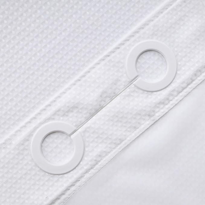 River Dream Extra Long Shower Curtains No Hooks Waffle Weave Shower Curtain with Snap in Liner - 71W x 86H,Hotel Grade,Spa Like Bath Curtain,White
