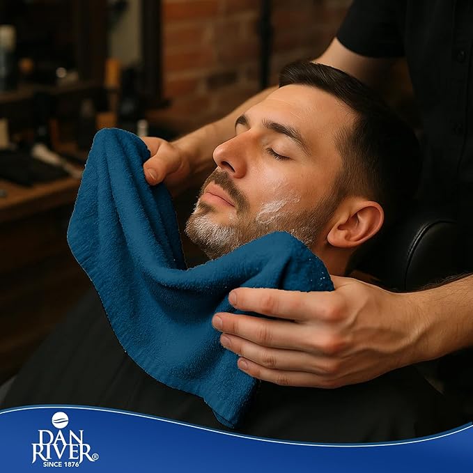 DAN RIVER 100% Cotton Salon Towels Set – 16x26 inches, Pack of 24, Highly Absorbent and Quick-Dry Towels for Hand, Salon, Spa, Beauty, Gyms and Home Hair Care, Navy