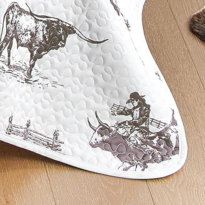 BLACK FOREST DECOR Cowboy Ranch Twin Quilt Set - Lightweight, Western Style Bedding with Cowboys and Horses, Includes Quilt and Sham, Machine Washable