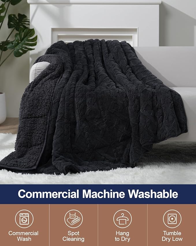 Super Fuzzy Soft Sherpa Fleece Weighted Blanket, 20 lbs Dual Sided Fluffy Heavy Weighted Blankets for Adults - No Bunching with Double Layers of Soft Inner Lining (60"x 80", 20 Pounds)