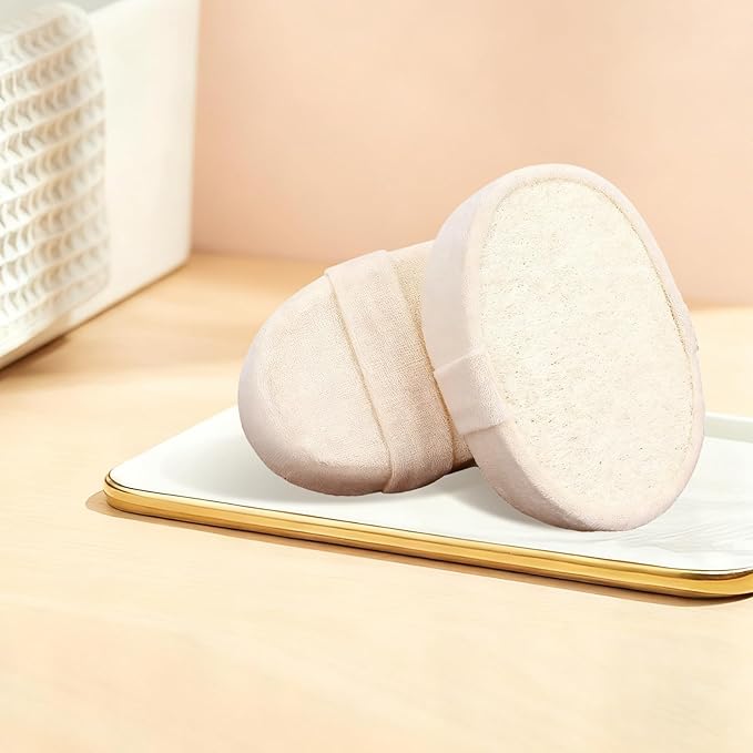 Natural Shower Loofah Sponge Exfoliating Body Scrubber，Natural Organic Beauty Exfoliating Loofah for Men and Women, Suitable for Cleansing Face Scrubber and Body Bath 2PCS (1 Small + 1 Large)