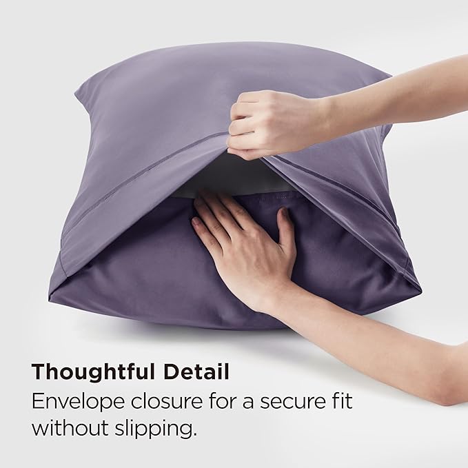 Bedsure Queen Pillow Cases Set of 2 - Grayish Purple Brushed Microfiber Pillowcase 2 Pack, Super Soft and Cozy Pillow Case Covers with Envelope Closure, Wrinkle, Fade and Stain Resistant, 20x30 Inches