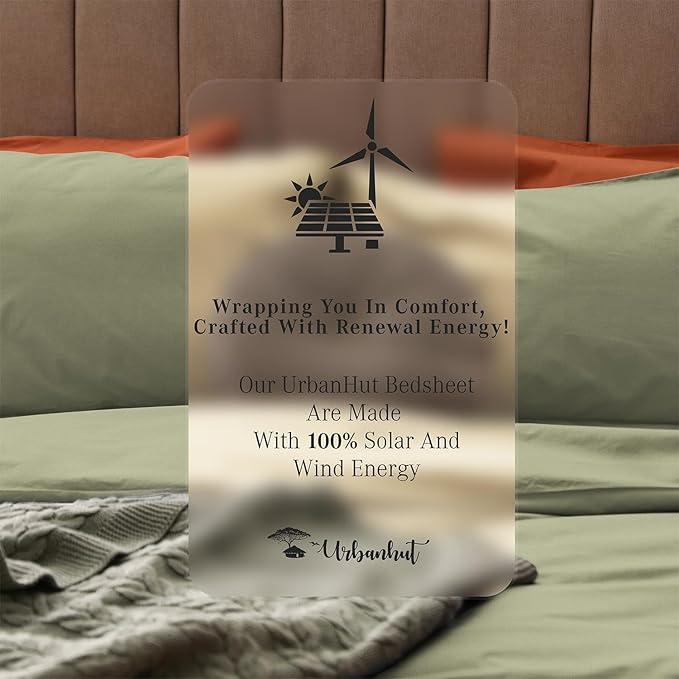 URBANHUT 1000 Thread Count King Size Egyptian Cotton Sheets, Long Staple Soft & Breathable, 4 Pc Bed Sheet Sets for King Size Bed, Luxury Hotel Sateen Sheets Fits 16" Deep Pocket - Sage