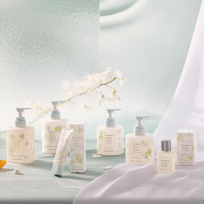 Thymes Restorative Hand Cream for Women & Men - Moisturizing Hand Cream Travel Size - Notes of Bergamot, Lemon, Orange Flower, Lotus, & Sandalwood - Skin Care (Bergamot Nectar, 1.9 fl oz)