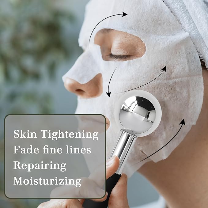 Ice Globes for Face Eyes, Unbreakable Stainless Steel Cool Massagers for Skincare Routines, Multifunctional Cold Roller Cooling Globes for Puffiness, Sagging Skin, Fine Lines Facial Relaxation (Black)