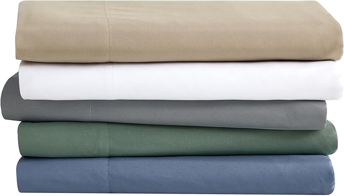 London Fog Garment Washed Solid Sheet Set Green Microfiber 4-Piece King Sheet Set, Solid Themed, Deep Pocket, Adult and Teen, Oeko-TEX Certified