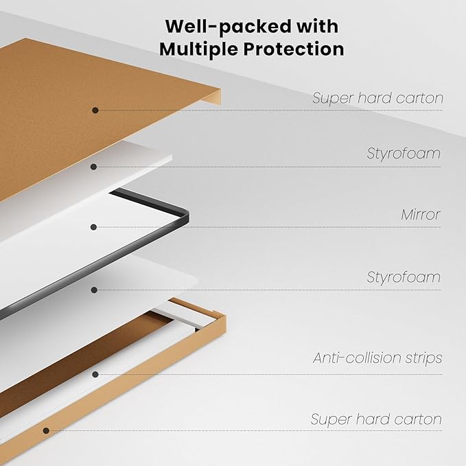 Bronze Bathroom Mirror 36x36 Inch, Brushed Bronze Metal Frame Mirror for Wall, Rounded Rectangle Bathroom Vanity Mirror with Tempered Glass, Anti-Rust, Horizontal/Vertical