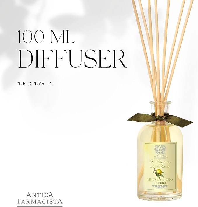 Antica Farmacista Home Ambiance Diffuser - Long-Lasting Reed Scent Diffuser - Luxury Room Freshener Gift - Lemon, Verbena & Cedar, 3.4 fl oz