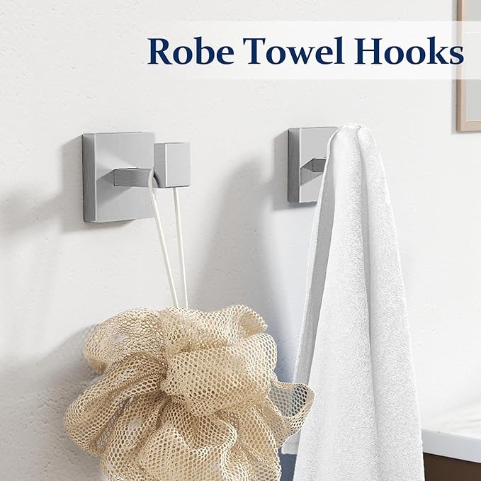 20-Piece Stainless Steel Bathroom Hardware Set - Complete Wall Mounted Solution with Towel Bar, Toilet Paper Holder with Shelf, Towel Ring & Towel Hooks