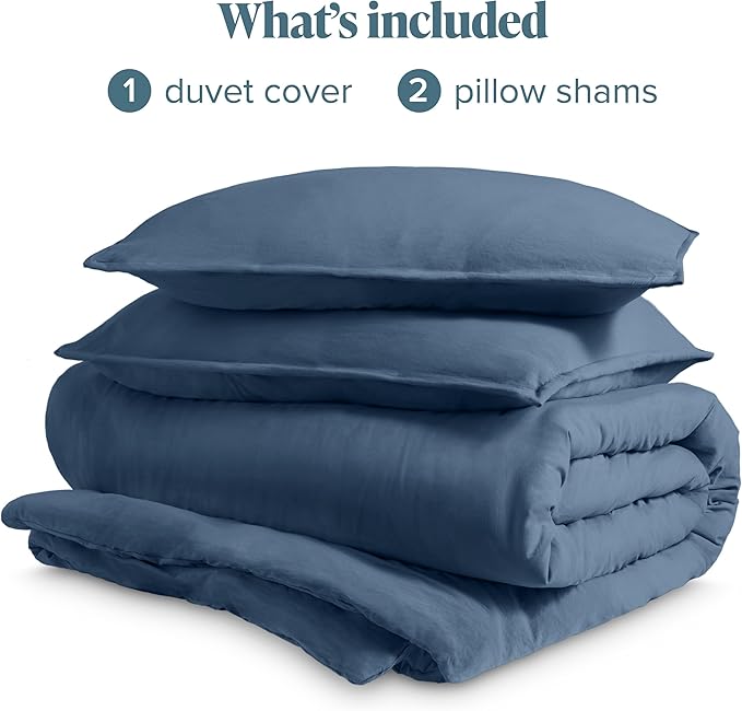 Bare Home Microfiber Duvet Cover Set - Ultra Soft Washed Microfiber - Full Size - Linen-Like Look - Easy Care - Breathable Fabric - Our Softest Duvet Cover Set (Full, Bering Sea)