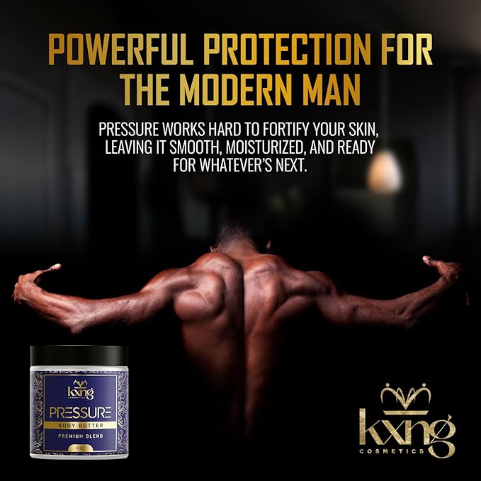KXNG Cosmetics, Body Butter, Organic Skin Care for Men and Women, Body Moisturizer Lotions and Creams, Raw Shea Butter, Cocoa Butter, Mango, Coconut Oil, Hand, Foot, All Skin Types (Pressure)