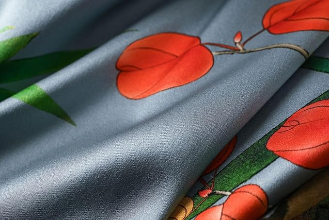 Women's Silk Kimono Robe Long Bathrobe Nightgown 100% Mulberry Silk for Women - Classic Floral Pattern