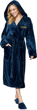 Lotus Linen Plush Robes for Women - Soft Bathrobe, Custom Monogram, Warm Fleece Robe with Pockets