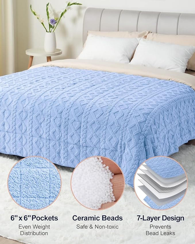Super Fuzzy Soft Sherpa Fleece Weighted Blanket, 20 lbs Dual Sided Fluffy Heavy Weighted Blankets for Adults - No Bunching with Double Layers of Soft Inner Lining (60"x 80", 20 Pounds)