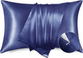 Bedsure Satin Pillowcase with Zipper, Similar to Silk Pillow Cases 2 Pack, Silky & Soft Satin Pillow Cases Standard Size for Hair and Skin, Navy Pillow Covers, Gifts for Women Men, 20x26 Inches