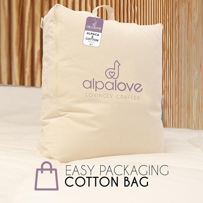 Twin All-Season Warm Fine Alpaca Duvet - Premium Cotton Cover, 4,66 lb Filling, Ideal for Year-Round Comfort, Lightweight & Temperature-Regulating, 70 x 92 inches