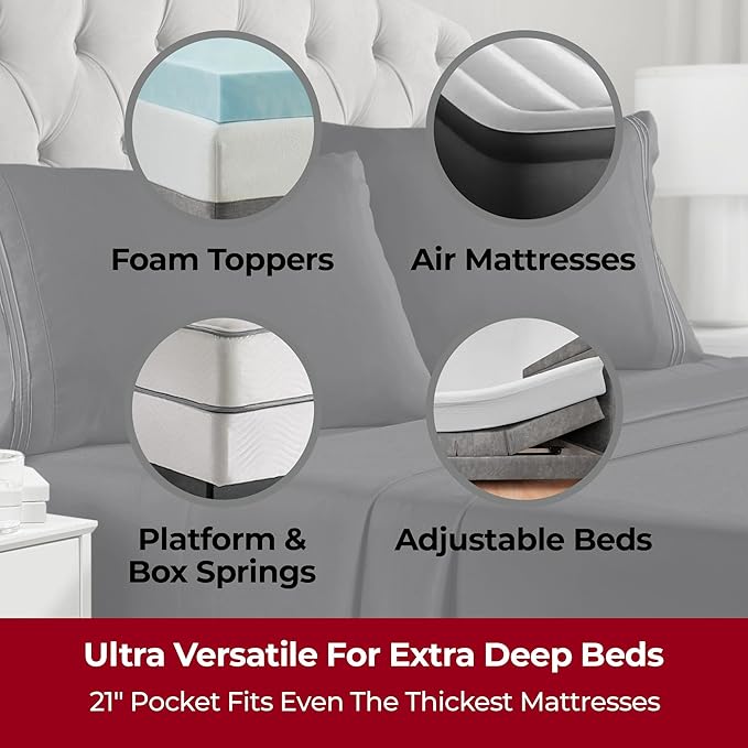 Mellanni Extra Deep Full Sheets - 4 PC Iconic Collection Bedding - Hotel Luxury, Ultra Soft, Cooling Bed Sheets - Wrinkle, Fade, Stain Resistant (Full, Black)