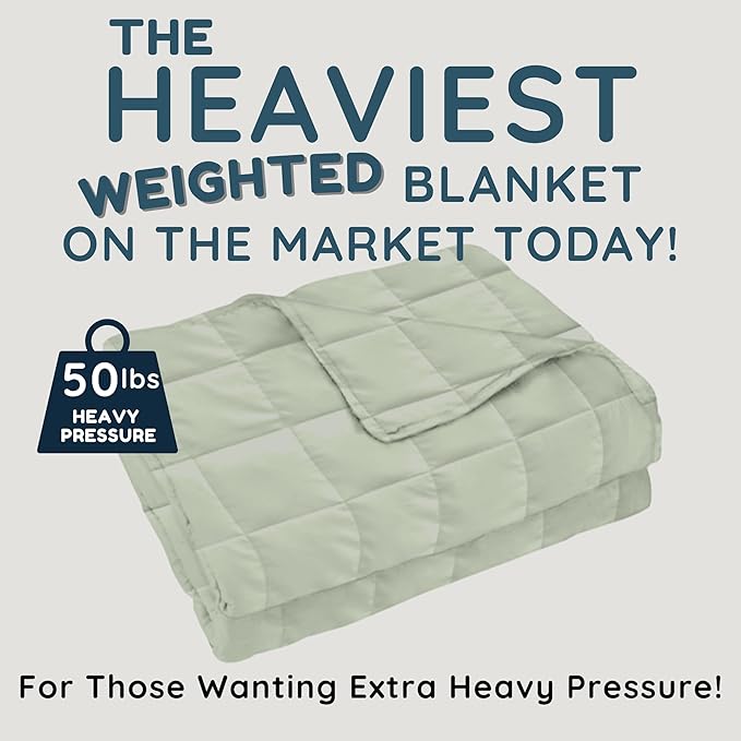 HomeSmart Products 50lbs Weighted Blanket Queen Size - Breathable, Hypoallergenic Soft Fabric, Extra Heavy Weighted Blanket Green Sage