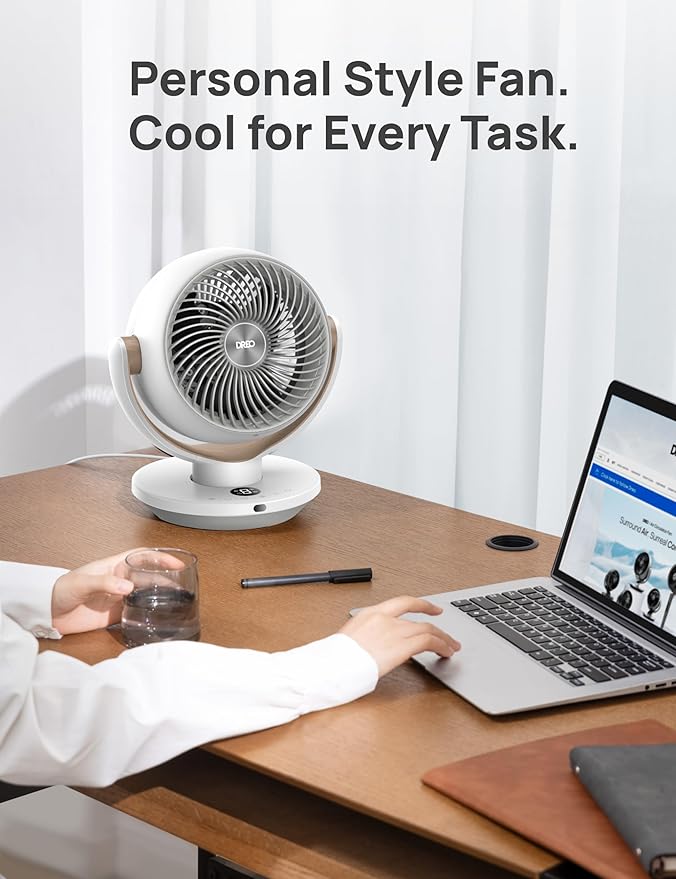 Dreo Fan for Bedroom, Desk Air Circulator Fan with Remote, 11 Inch Table Fans for Whole Room, 60ft Powerful Airflow, 120° Vertical Manual +90° Oscillating, 4 Speeds, 8H Timer, Quiet Fan, Home