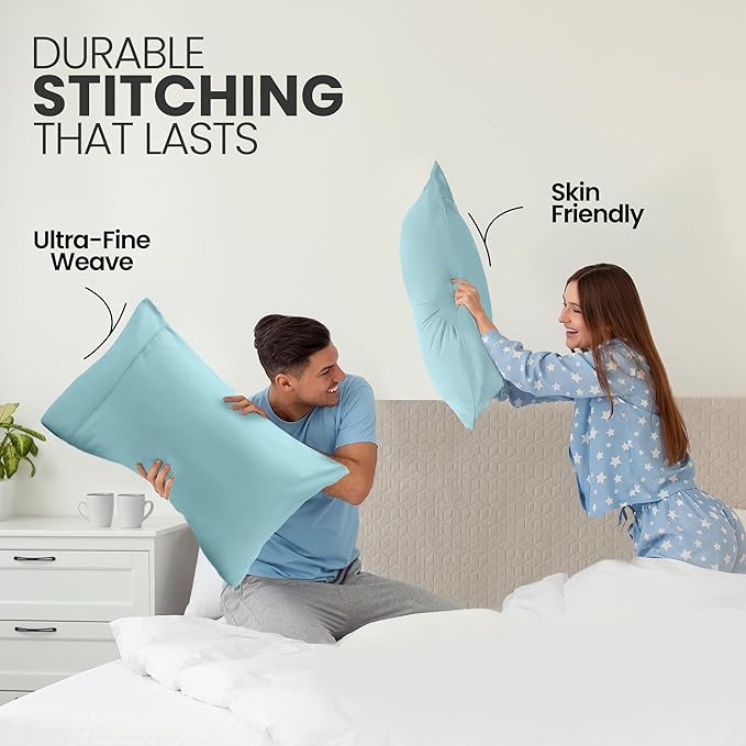 Pillow Covers by Utopia Bedding - Queen Size 2-Pack – Soft Brushed Microfiber – Perfect for Hospitals, Hotels, Guest Rooms – Oeko-TEX Certified, 20x30 Inches (Spa Blue)