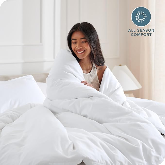 Bare Home Bedding Duvet Cover Full Size - Premium 1800 Super Soft Collection - Lightweight, Cooling Duvet Cover - Soft Breathable Bedding (Full, White)