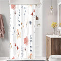 Gibelle Small Stall Shower Curtain 36 x 72, Narrow Half Watercolor Floral Fabric Shower Curtain, Coral Beige Flower Decorative Bathroom Shower Curtain Set with Hooks