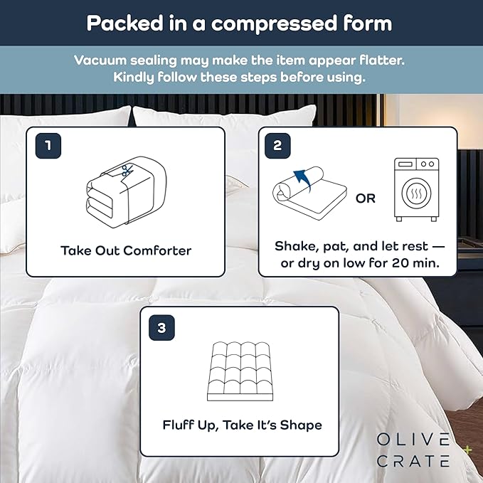 Olive + Crate 100% Cooling Bamboo Comforter from Viscose - Twin XL Size - Hypoallergenic, Breathable & Moisture-Wicking Bedding - All Season Lightweight Plush Design - Organic Bamboo White Comforter