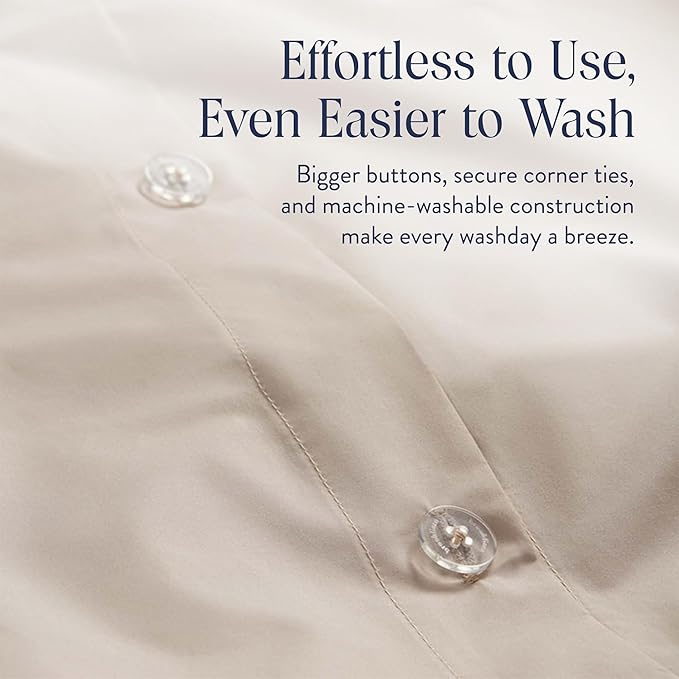 Brooklinen Luxury Percale Duvet Cover – 100% Cotton, Cool, Crisp, Extra-Long Corner Ties, Button Closure, Soft & Breathable – Machine Washable, Duvet Cover King/California King Bed Sizes (Pebble)