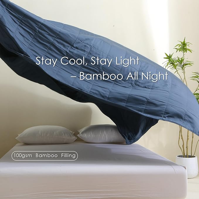 EP Mode Lightweight Quilt Blanket for Summer, Viscose from Bamboo Fabric & Filling, Natural, Breathable & Machine Washable- Navy Blue, Queen