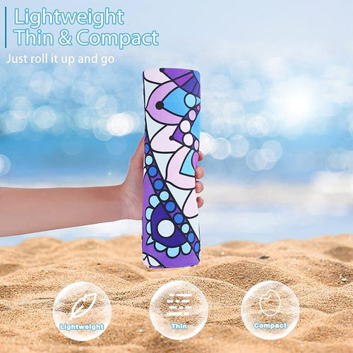 2 Pack Microfiber Thin Beach Towel Lightweight 71x32 Oversized Extra Large Sand Free Towels Quick Dry for Travel Pool Yoga Gym Sports Beach Accessories Vacation Essential Gift