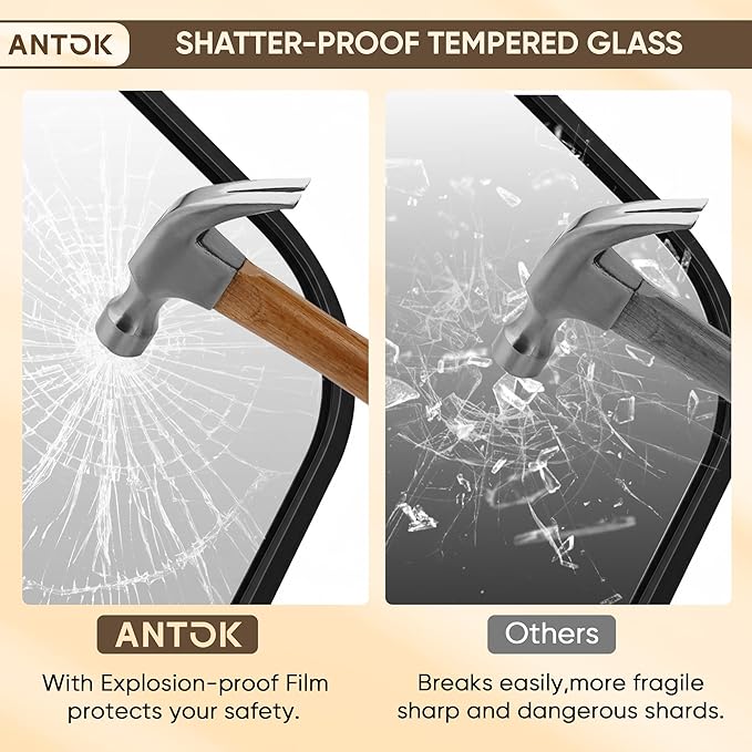 Antok 2-Pack Bathroom Mirrors, 22"x30" Double Wall Mirrors, Decorative Mirror Vanity Mirror Aluminum Alloy Frame Contemporary Hanging for Living Room Bathroom Entryway, Black