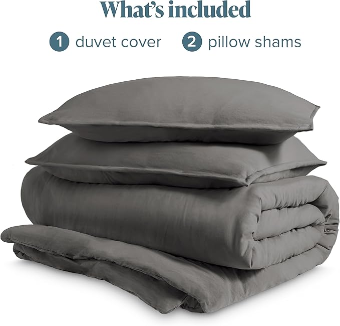 Bare Home Microfiber Duvet Cover Set - Ultra Soft Washed Microfiber - Oversized King Size - Linen-Like Look - Easy Care - Breathable Fabric - Our Softest Duvet Cover Set (Oversized King, Grey)